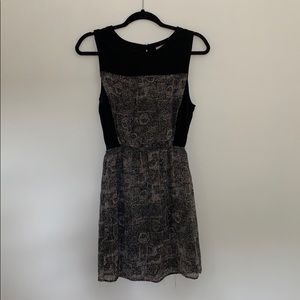 Black pattern work Skater dress